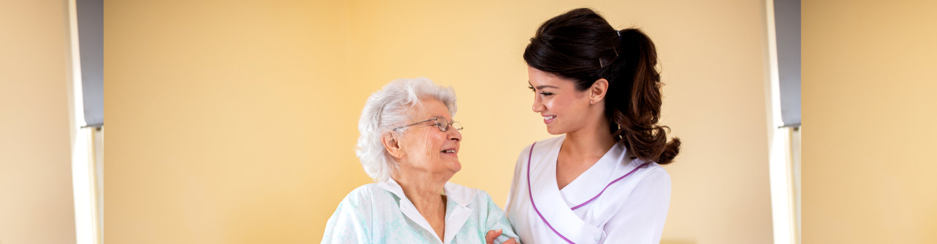 senior woman and the healthcare staff